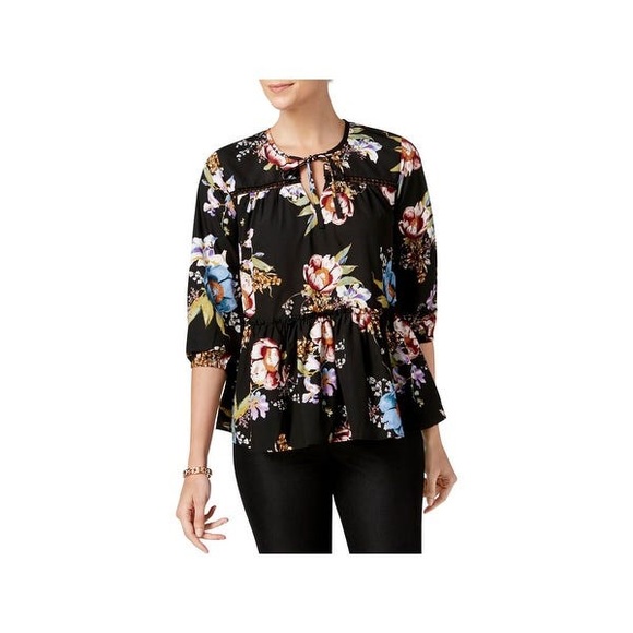 Olivia & Grace Tops - Olivia & Grace Print Ruffled Floral Top L